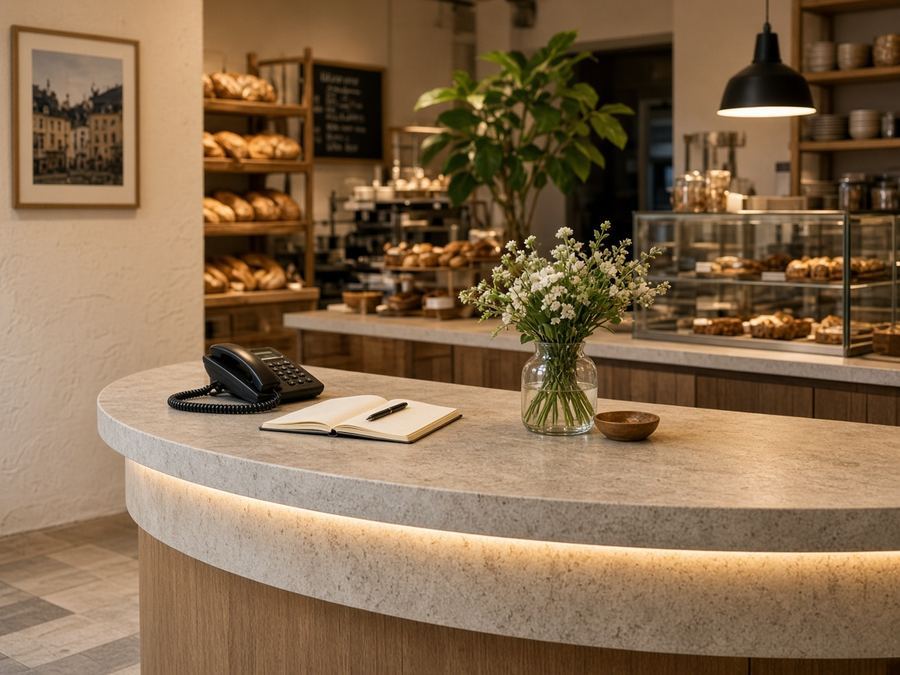 Contact desk at Studio Tilted Zones in Luxembourg City