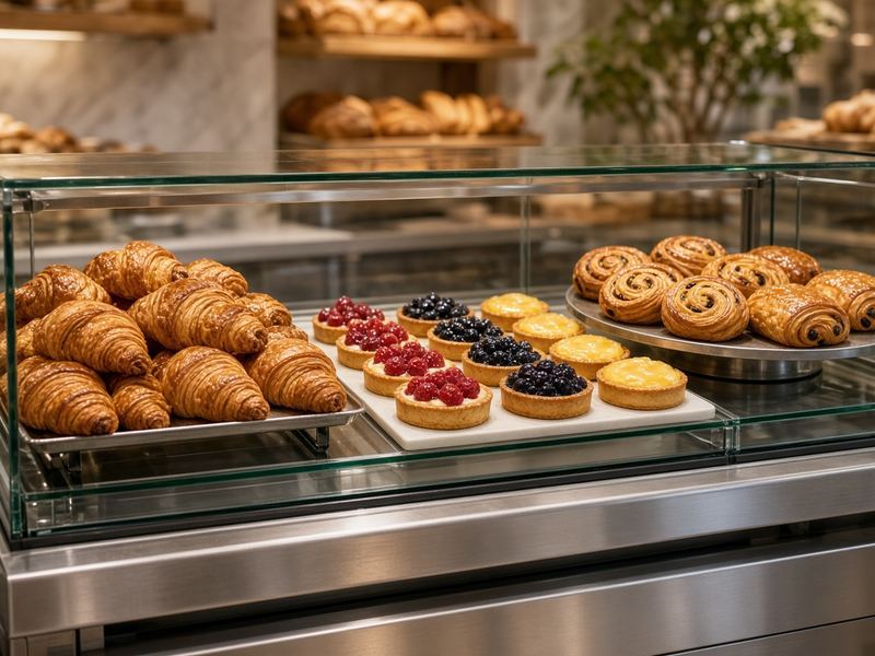 Pastry case at Studio Tilted Zones